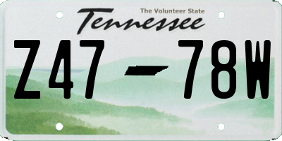 TN license plate Z4778W
