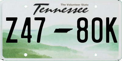 TN license plate Z4780K
