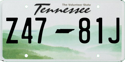 TN license plate Z4781J