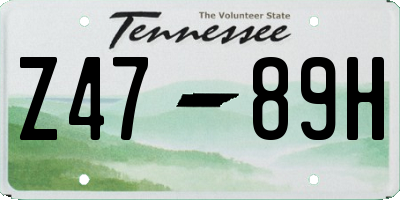 TN license plate Z4789H