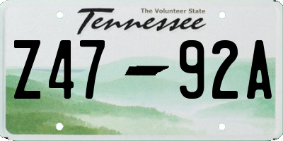 TN license plate Z4792A