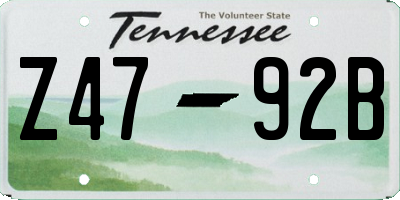 TN license plate Z4792B