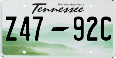 TN license plate Z4792C