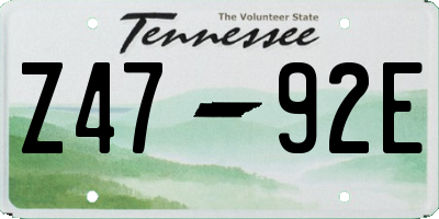 TN license plate Z4792E