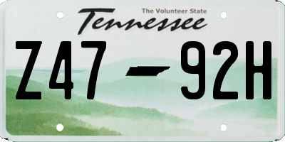 TN license plate Z4792H