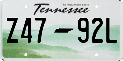 TN license plate Z4792L