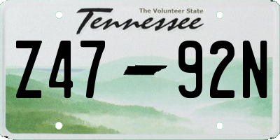 TN license plate Z4792N
