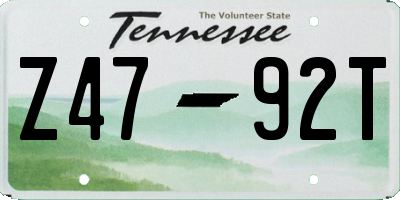 TN license plate Z4792T