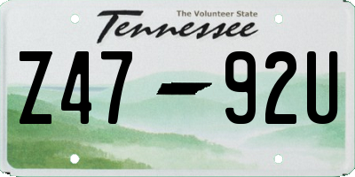 TN license plate Z4792U