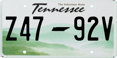 TN license plate Z4792V