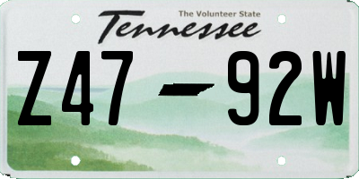 TN license plate Z4792W