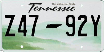 TN license plate Z4792Y