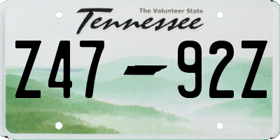 TN license plate Z4792Z
