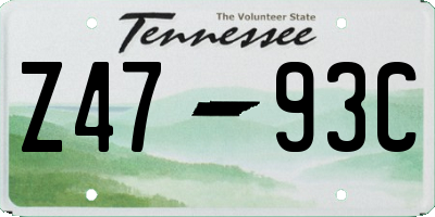 TN license plate Z4793C