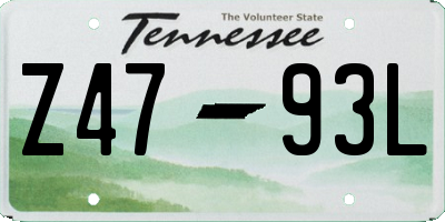 TN license plate Z4793L