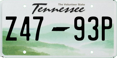 TN license plate Z4793P
