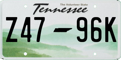 TN license plate Z4796K