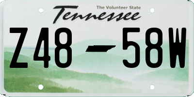 TN license plate Z4858W