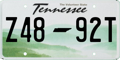 TN license plate Z4892T