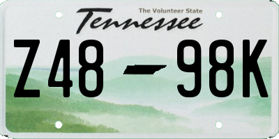 TN license plate Z4898K