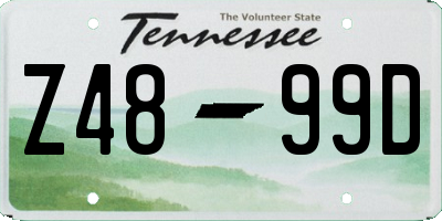 TN license plate Z4899D