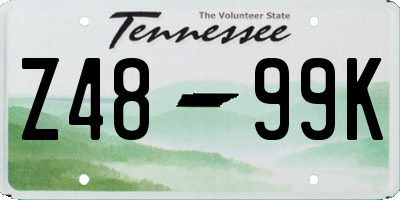 TN license plate Z4899K