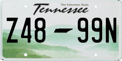 TN license plate Z4899N