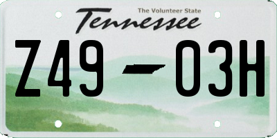 TN license plate Z4903H