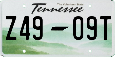 TN license plate Z4909T