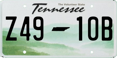 TN license plate Z4910B