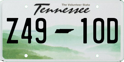TN license plate Z4910D
