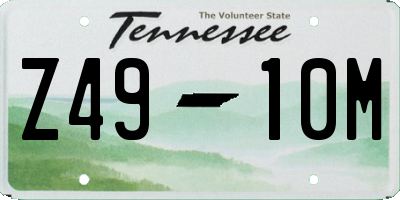 TN license plate Z4910M