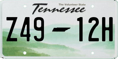 TN license plate Z4912H