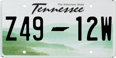 TN license plate Z4912W