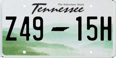 TN license plate Z4915H