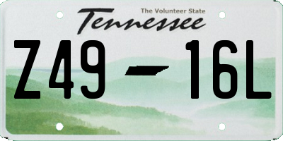 TN license plate Z4916L