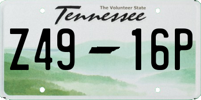 TN license plate Z4916P