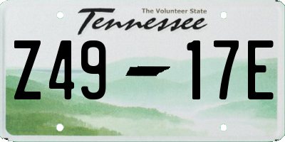 TN license plate Z4917E