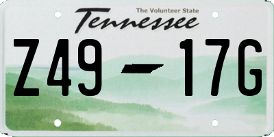 TN license plate Z4917G