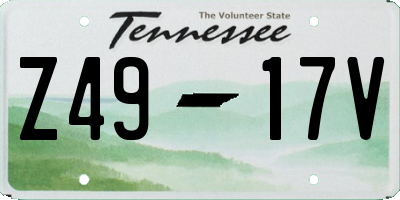 TN license plate Z4917V