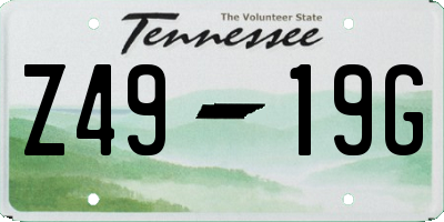 TN license plate Z4919G