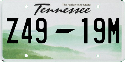TN license plate Z4919M