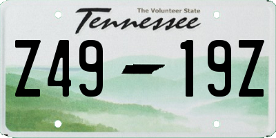 TN license plate Z4919Z