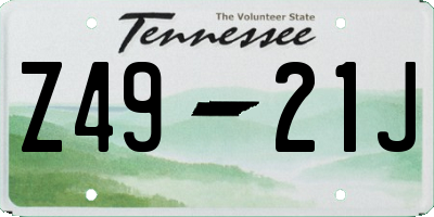 TN license plate Z4921J