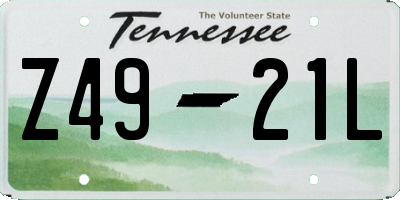 TN license plate Z4921L