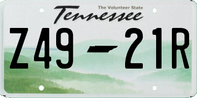 TN license plate Z4921R