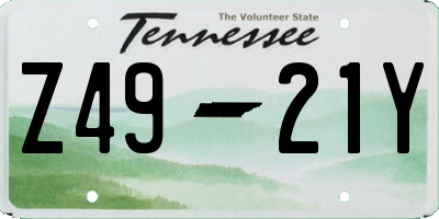 TN license plate Z4921Y
