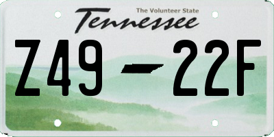 TN license plate Z4922F