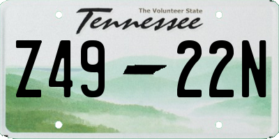 TN license plate Z4922N