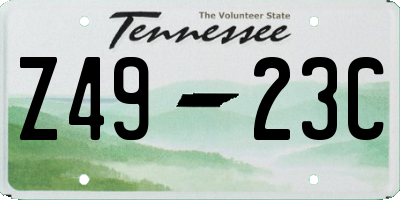 TN license plate Z4923C